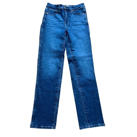 Madewell Size 25 Blue Denim Pendleton Stovepipe High Rise Slim Straight Jeans - Picture 2 of 13